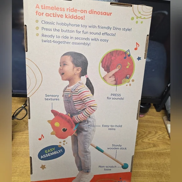 Hop 'N' Ride Triceratops - Red and Yellow - Picture 6 of 6